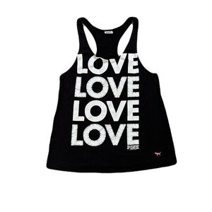 Victoria’s Secret PINK Black ‘LOVE’ Tank Top with Sequins - Women’s XS